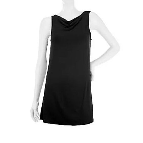 Susan Graver Womens 2X Essentials Rayon Spandex Drape Neck Tank Top Black NWT - Picture 2 of 5